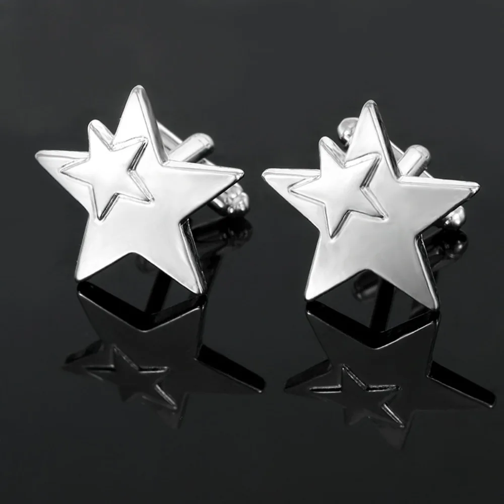 A Pair Creative 5-Pointed Star Cufflinks French-Style Chic Minimalist Design Elevate Fashionable Accessories