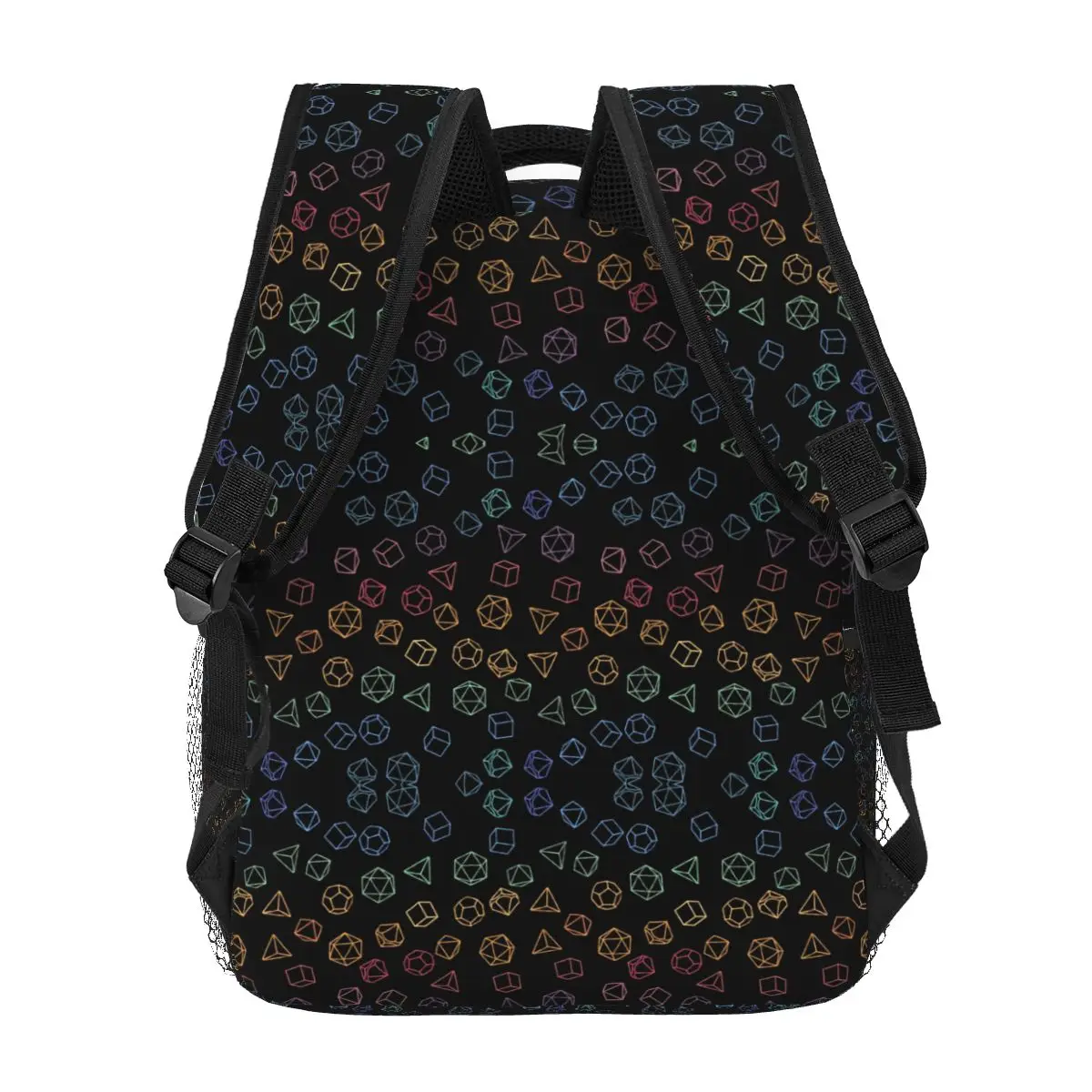 DnD Dice Rainbow On Black Pattern Backpack Hot Sale Daypack Large Capacity Kids BookBag School Bag Shoulder Bags for Men Women