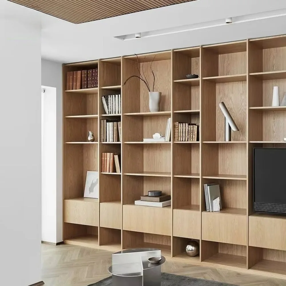 Alland Home Scandinavian Oak Wall Floating Luxury Modern Eco-Friendly Custom Built-in Entertainment Center TV Bedroom Entry