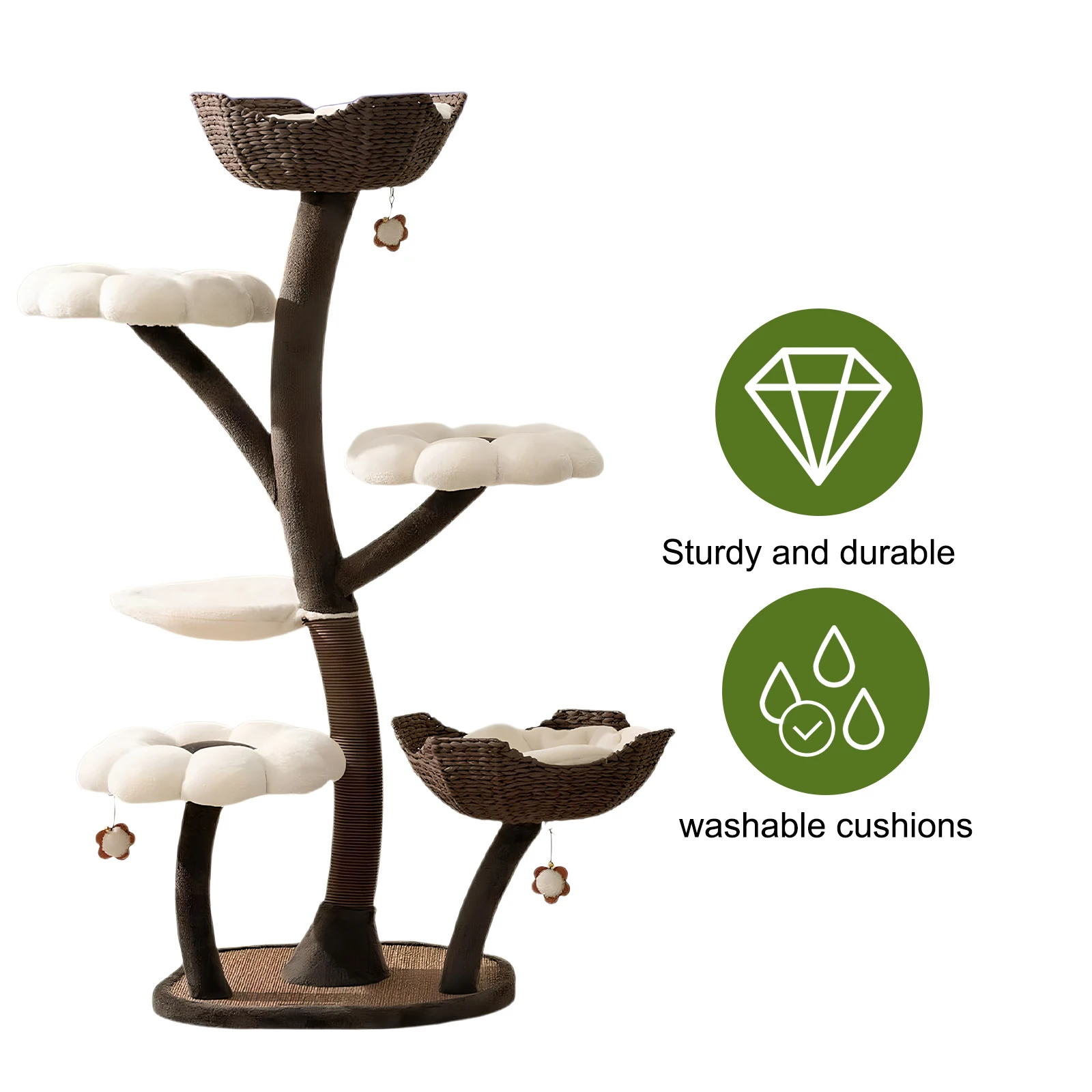 

Уникальная игровая платформа-домик 59 дюймов с когтеточками, многоуровневая разборная мебель для кошек, подарок для питомца