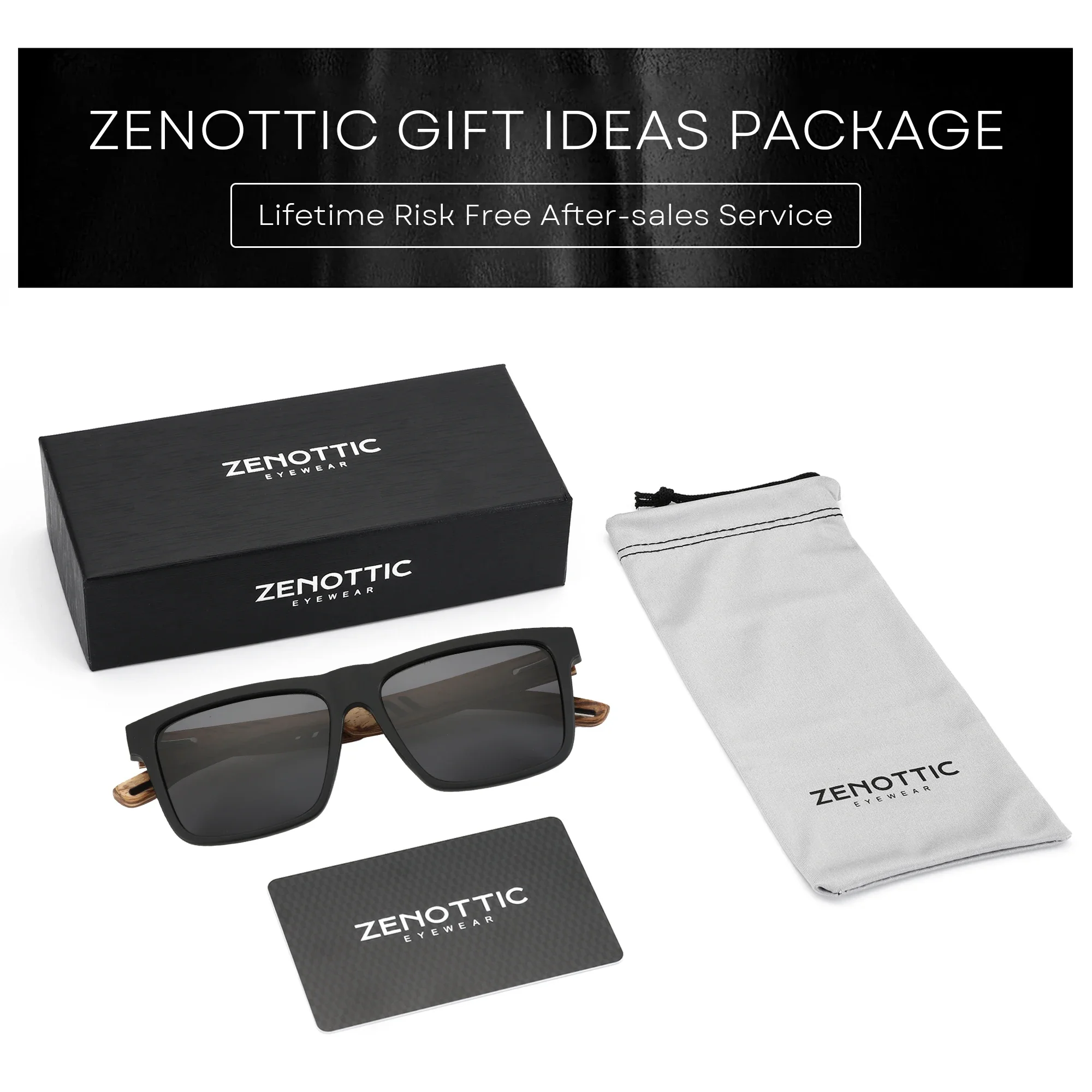 ZENOTTIC Fashion Walnut Wood Sunglasses Polarized Lenses for Men and Women | UV400 Protection