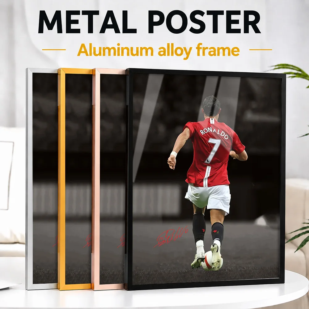 Cristiano Ronaldo Number Seven Back View Framed Metal Print Personalized Victory Tribute Wall Art Ideal For Football Fans In Gym