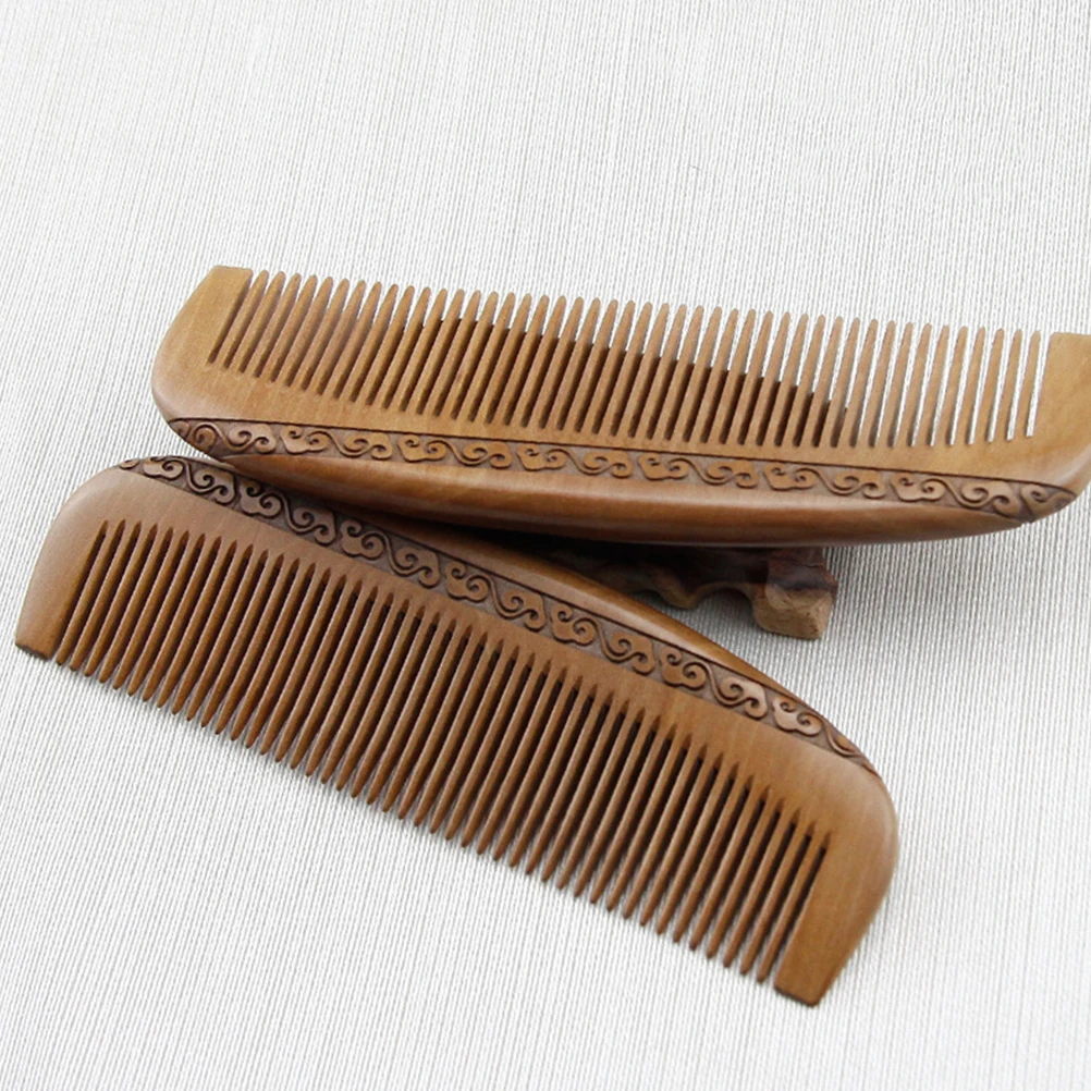 

Wooden Comb Natural Wood Smooth Teeth Anti-Static Hair Comb For Women Scalp Massage Double Side Carving Retro Design