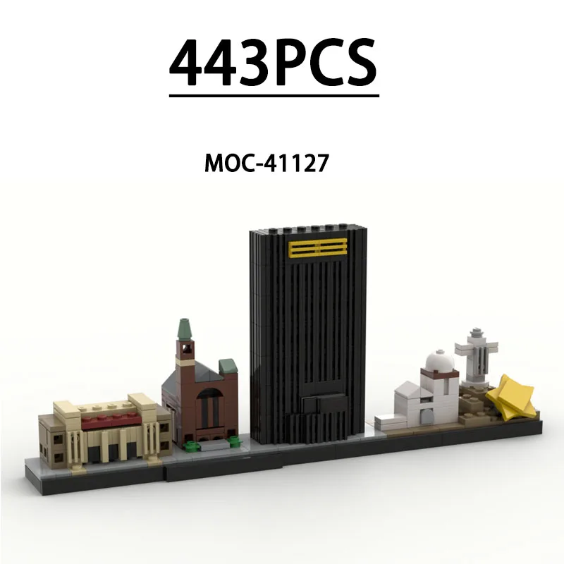MOC-41127 Модульные строительные блоки «Городской пейзаж», индивидуальная модель, 443 детали, веселая игрушка на день рождения, подарок на Рождество и Новый год, декоративный элемент.