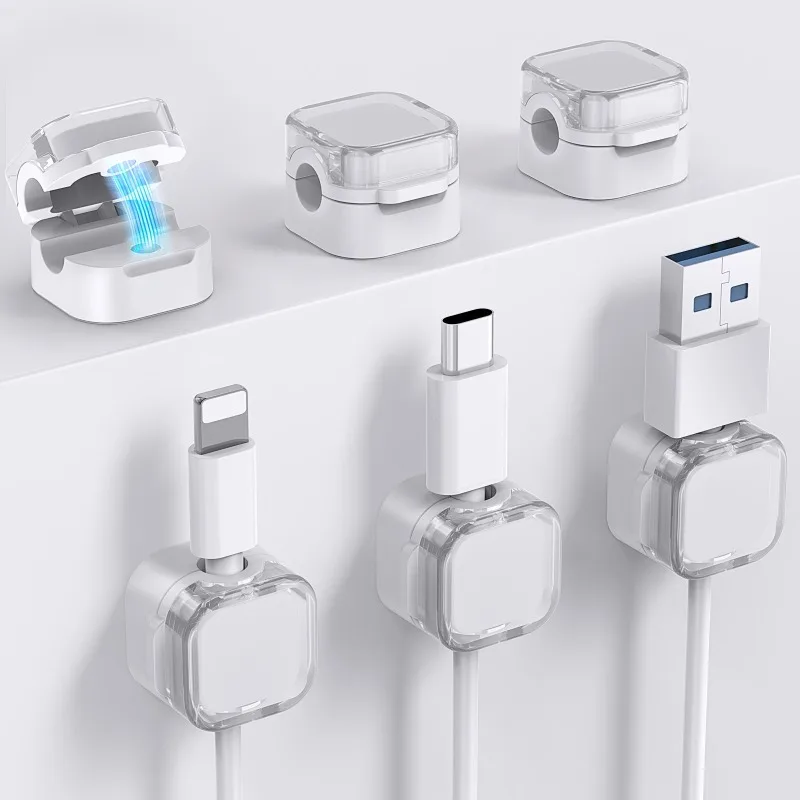 

Colorful 6 PCS Magnetic Cable Clips Cable Smooth Adjustable Cord Holder Under Desk Cable Management Wire Keeper Cables Organizer
