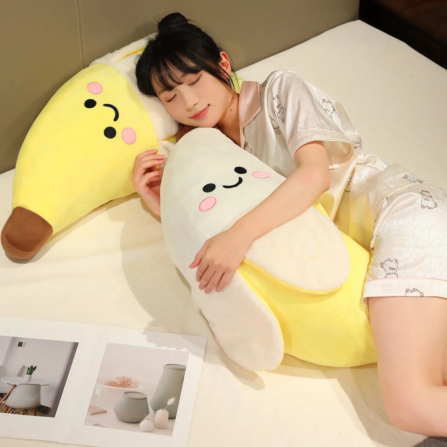 25/45/80CM Kawaii Bananas Plush Pillow Lovely Peeled Banana Toy Stuffed Fruit Cushion Funny Birthday Christmas Gift