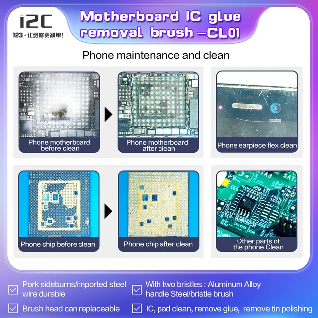 فرشاة تنظيف i2C CL01 (شعر طبيعي) – ناعمة ومضادة للكهرباء الساكنة (للتنظيف الآمن) 6