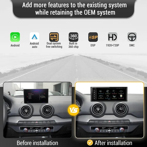 Imagen 2 del producto 10,25 pulgadas Android 13 para Audi Q2 2016-2023 Radio de coche inalámbrico Bluetooth Carplay Qualcomm Snapdragon 680 unidad principal pantalla táctil