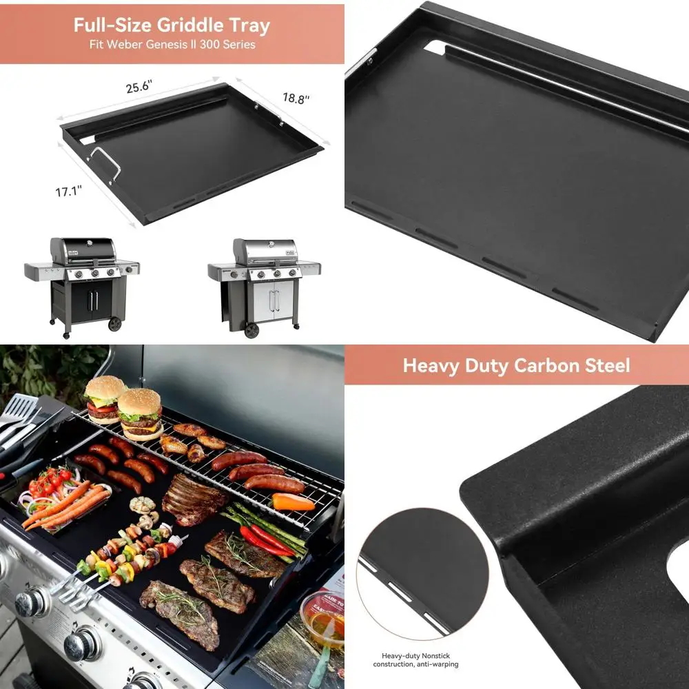 

Weber Genesis II 300 Series Full Size Grill Griddle, Replacement Flat Top for GS4 E310-E335, Compatible with 66802 & 66095