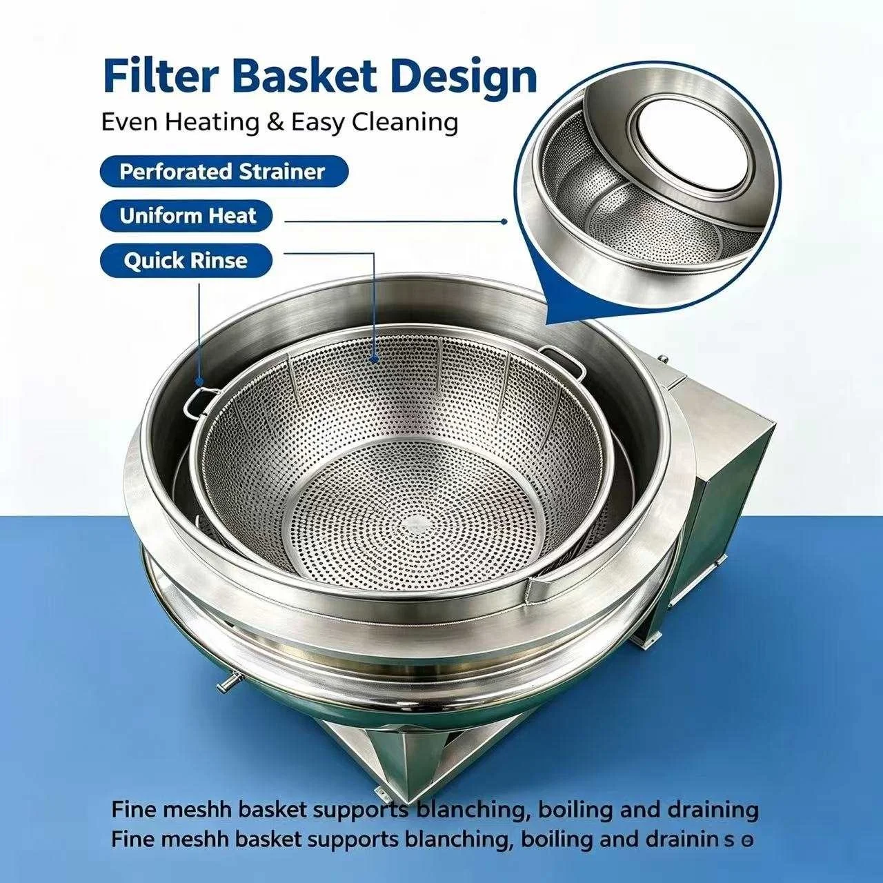 Automatic Discharging Precooking Processing Industrial Cooking Kettle