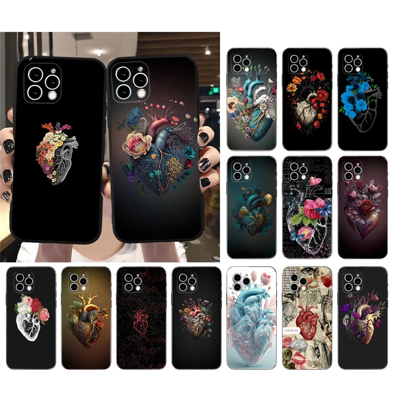 Heart  Flower Art Phone Case For iphone 16 15 14 Pro Max 16 15 14 13 12 Pro 15Plus iphone 11