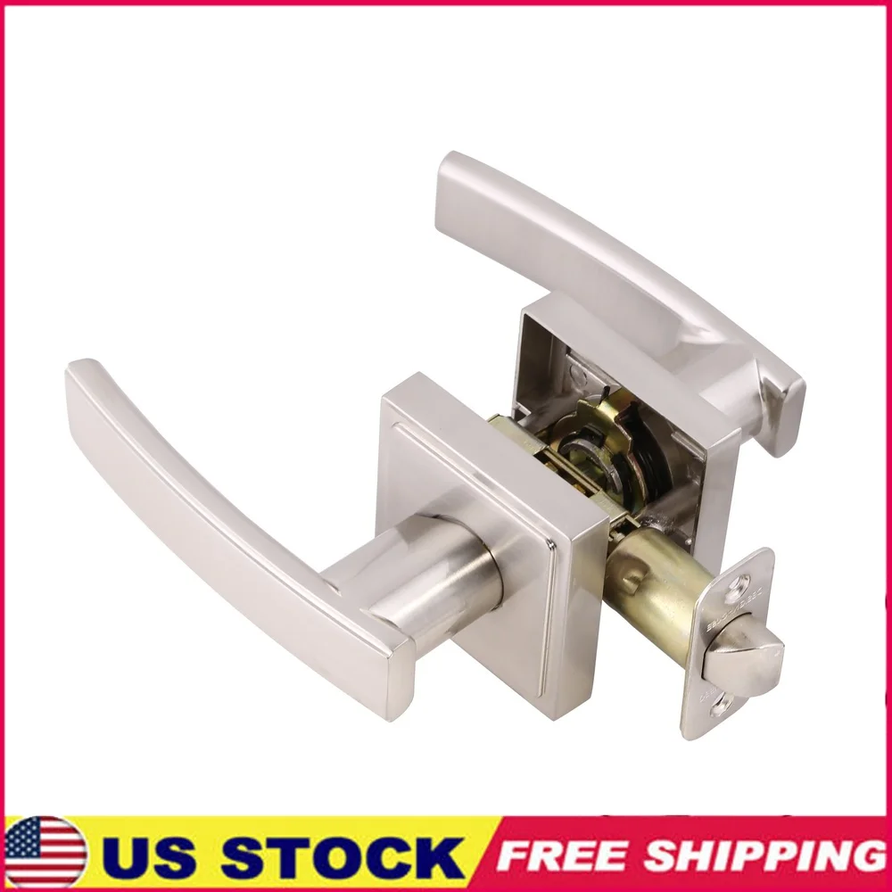 

Satin Nickel Passage Lever Door Handle Hallway Closet Right Left Handed Adjustable Backset Door Hardware