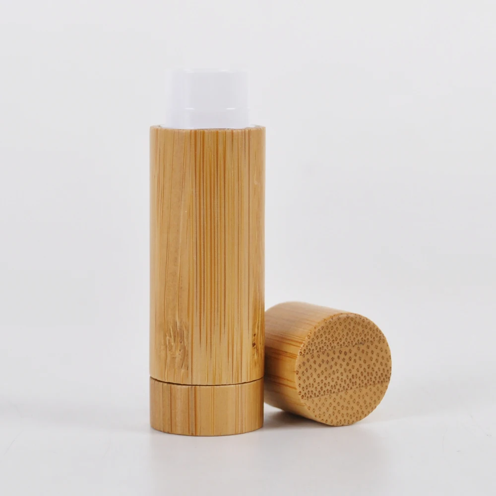 50pcs Bamboo Lip Balm Tubes,5.5g Refillable DIY Lip Balm Tube Containers Cosmetic Lipstick Lip Gloss Deodorant Case Holder