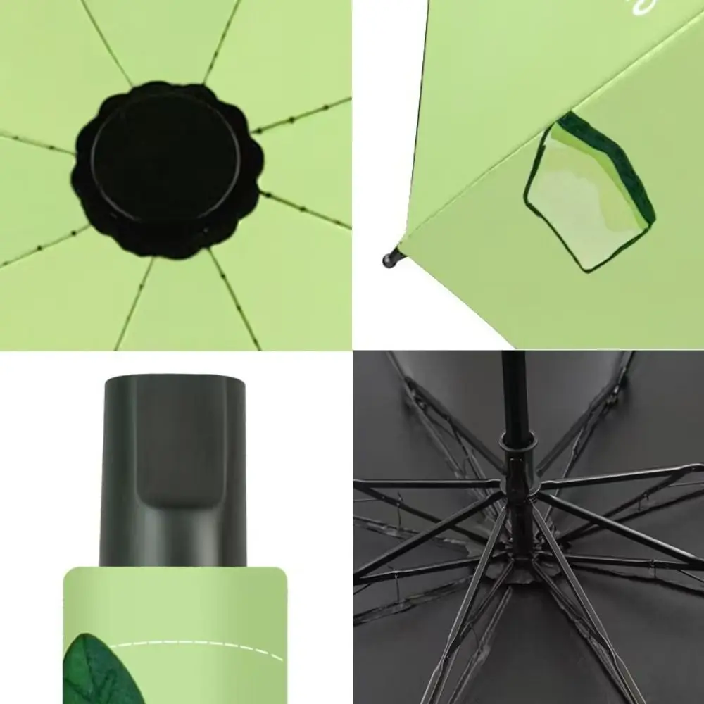 Black Rubber Handle Fruit Print Umbrella Windproof Small Lightweight UV Protection Umbrella Compact Manual Rain Umbrella