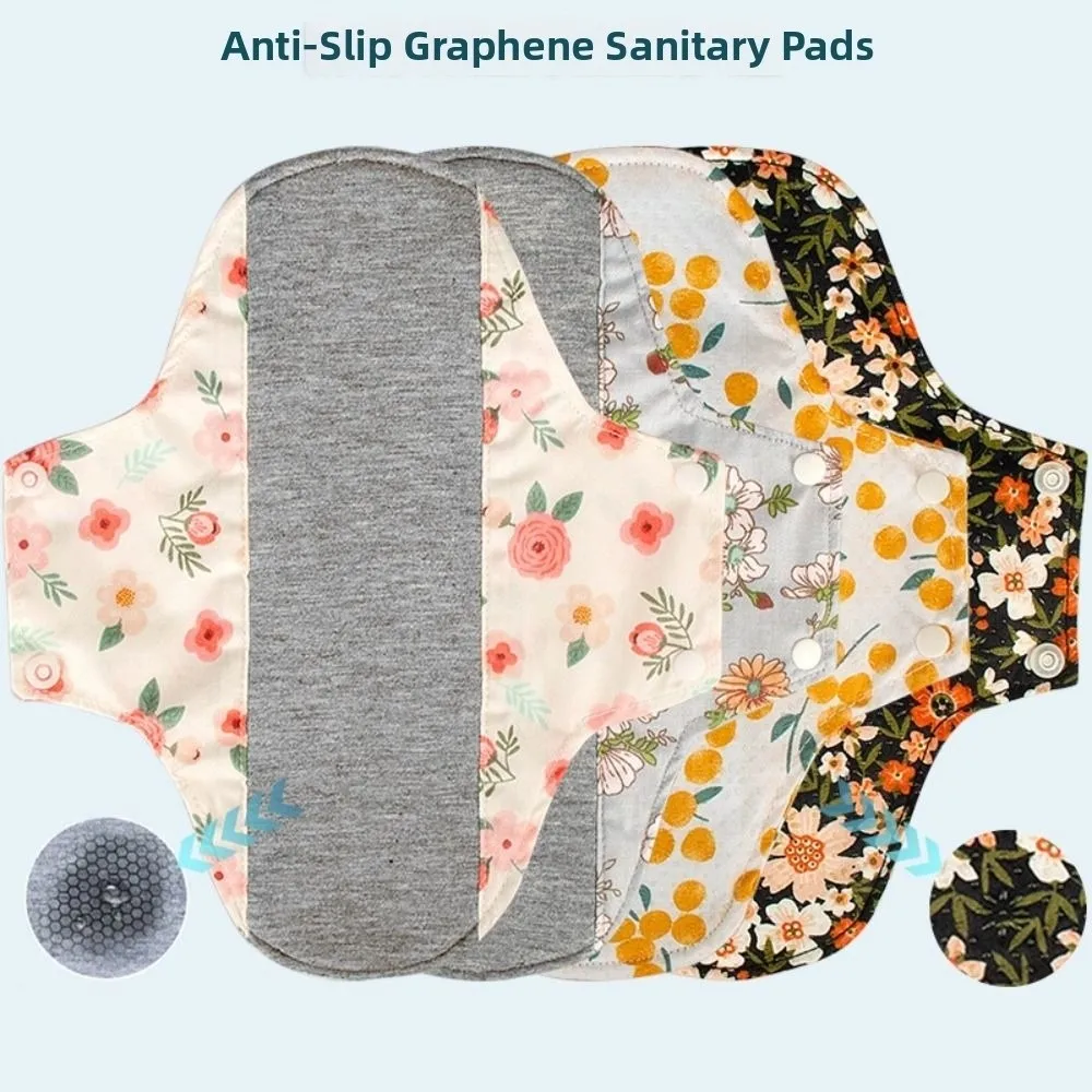 Graphene Reusable Sanitary Pads Leak Proof Fast Absorbent Washable Sanitary Napkins with Waterproof Layer Soft
