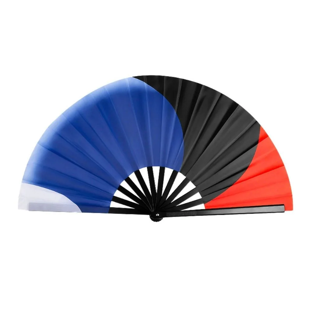 Double-Sided Tai Chi Fan Three Color Plastic Bone Performance Fan Smooth Opening Single Side Martial Arts Fan Stage Performance
