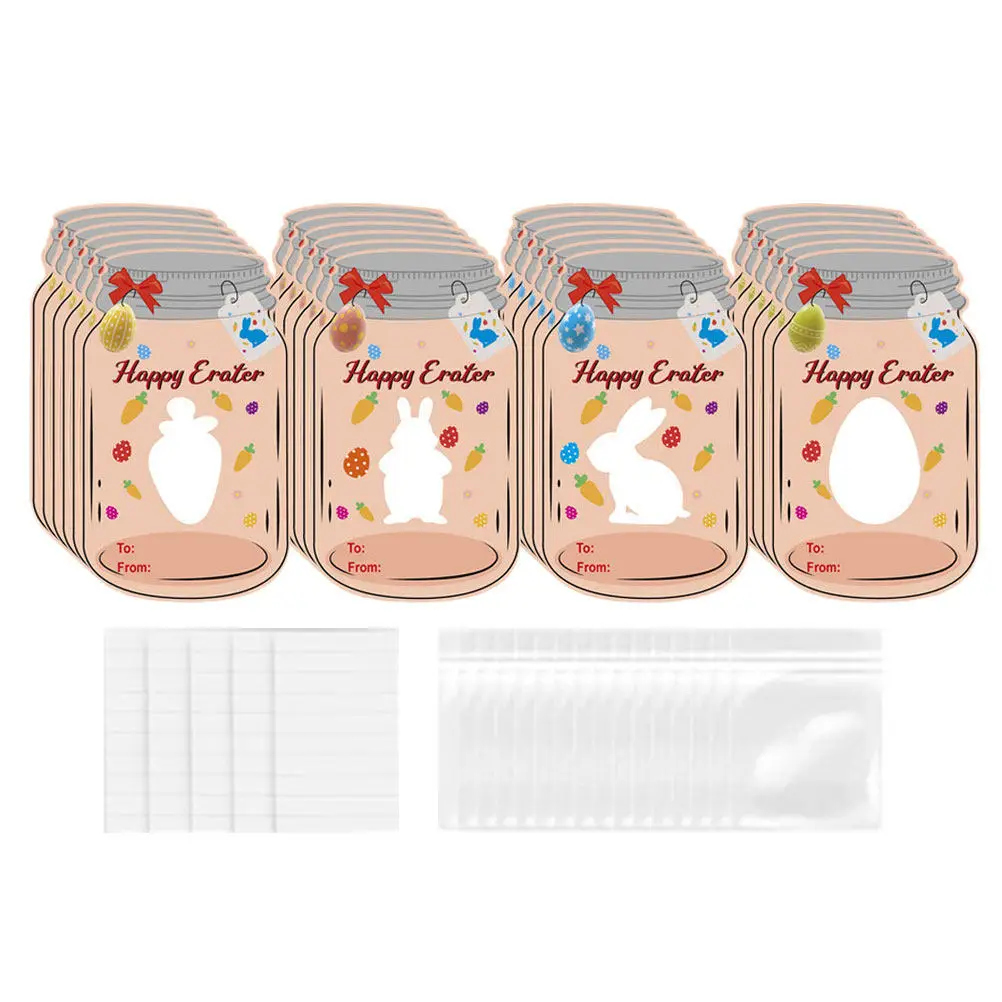 

24 шт. поздравительных открыток с пасхальными кроликами и яйцами, очаровательные открытки для обмена в классе, подарок на вечеринку, креативные открытки-пожелания, пасхальный подарок