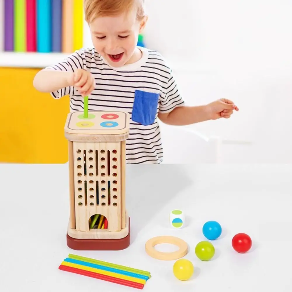 Fun Wooden Stick Board Game Colorful Sticks Wooden Material Wooden Stick Tower Toy Set Thinking Training Fine Motor Skills