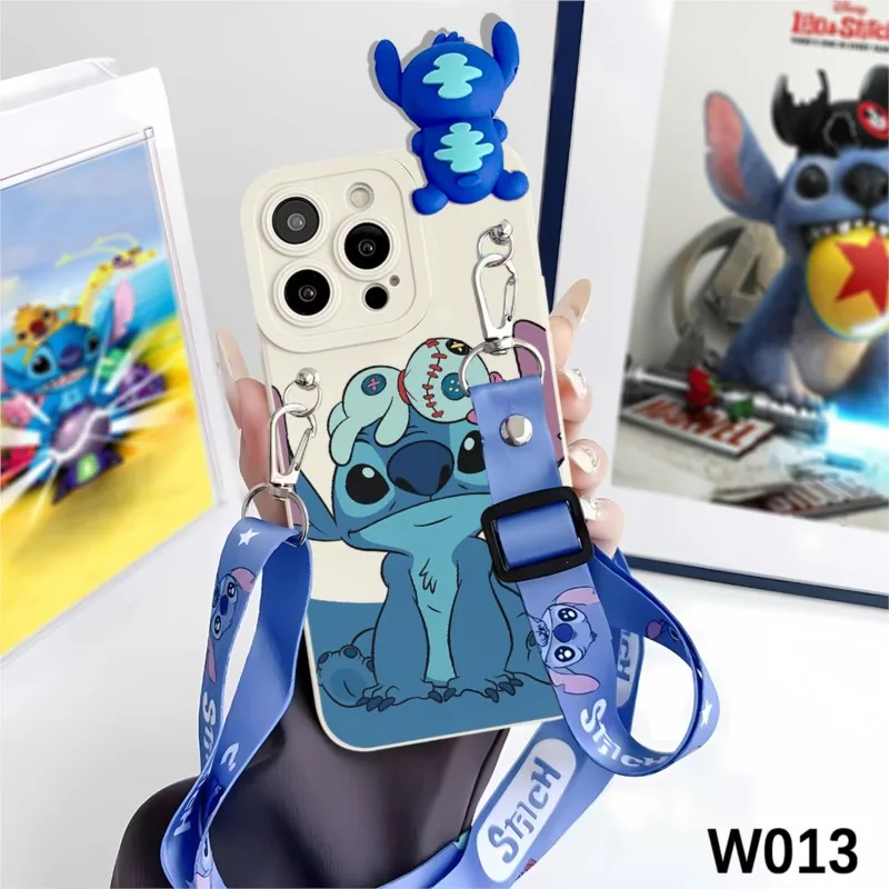 For Samsung Galaxy A16 A17 A20 A20S A21S A22S A23 A24 M52 M53 M54 M55 M56 M60 5G Disney's Stitch Protective Case with lanyard