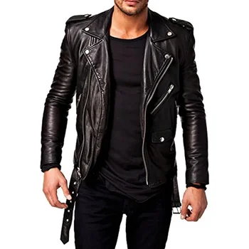 Men Leather Jacket -imitation Lambskin Winter Vintage Motorcycle Biker Jacket, Moto Riding & Racing Jacket 2 Men Leather Jacket -imitation Lambskin Winter Vintage Motorcycle Biker Jacket, Moto Riding & Racing Jacket 2