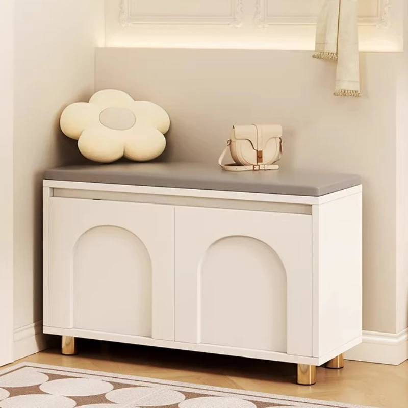 rs-College Essentials Nordic Shoe Cabinet With Seat Hallway Modern Luxury Shoe Cabinet Storage Hidden Zapatero Home Furniture-