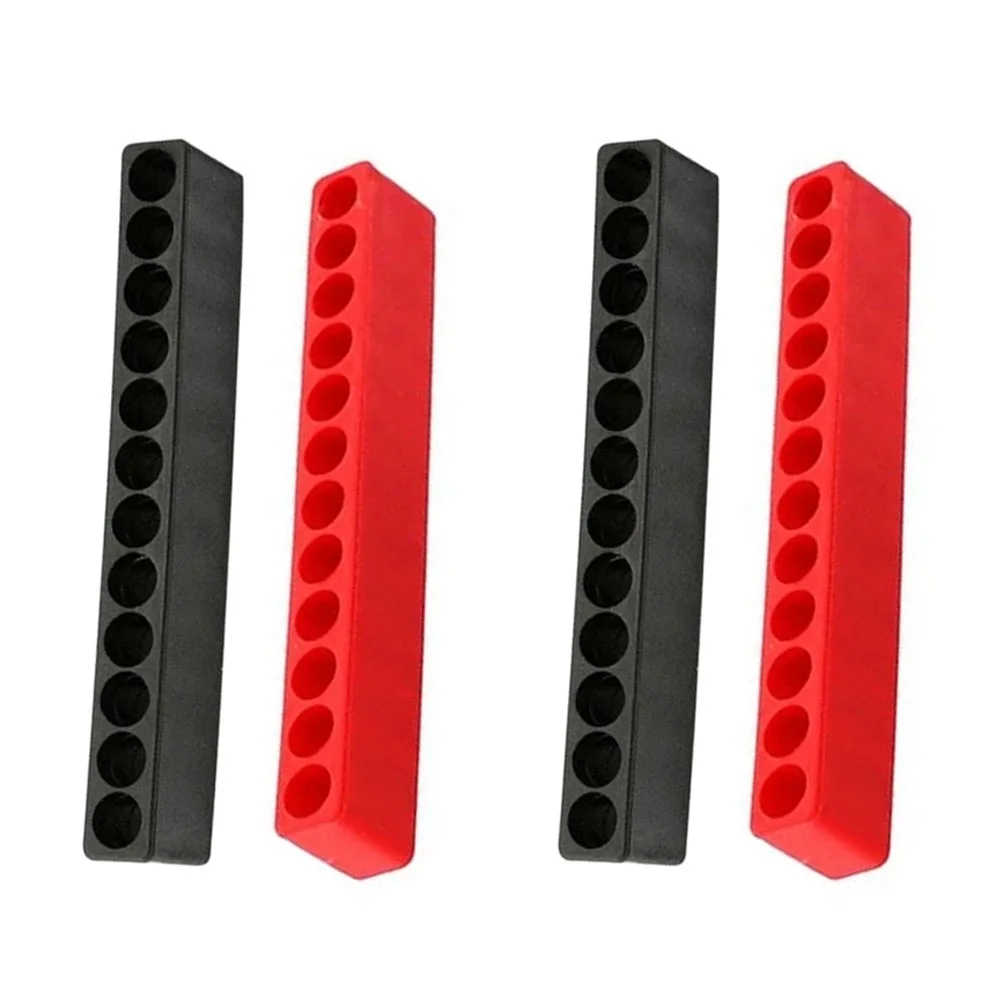 Brocas duráveis Suporte de ferramentas, Hexagonal Shank, Chave de fenda Bit Holder, plástico, preto, vermelho, 12 furos, 4pcs