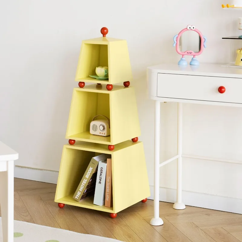 Creative Triangle Bookcase Dopamine Children's Room Storage Rack Multifunctional Floor Book Storage Bedroom Organizer Rack