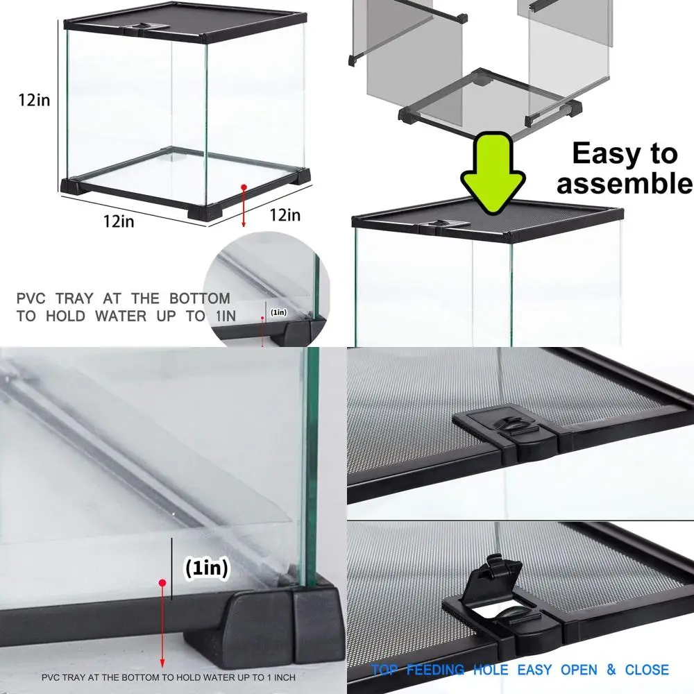 

Стеклянный террариум на 8 галлонов для леопардовых гекконов, тарантов, ящериц, крабов-отшелок, лягушек и разведения насекомых