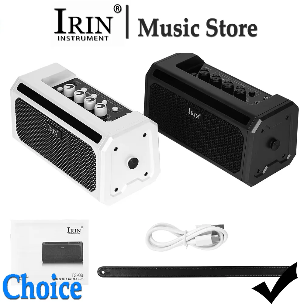 10W Guitar Amplifier IRIN TG-08 Rechargeable AMP Speaker with Clean/Delay/Overdrive/Distortion/Metal/Reverb 5 Hours Battery Life