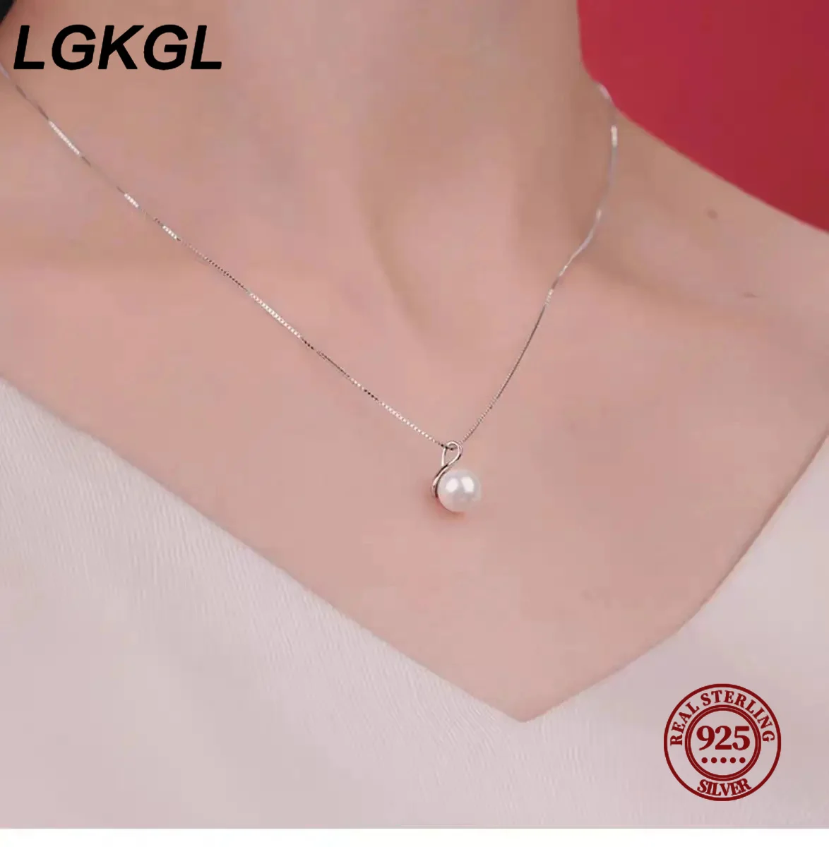 LGKGL Pearl Pendant Necklaces for Women Temperament Clavicle Box Chain Choker 14K Gold Plated Jewelry