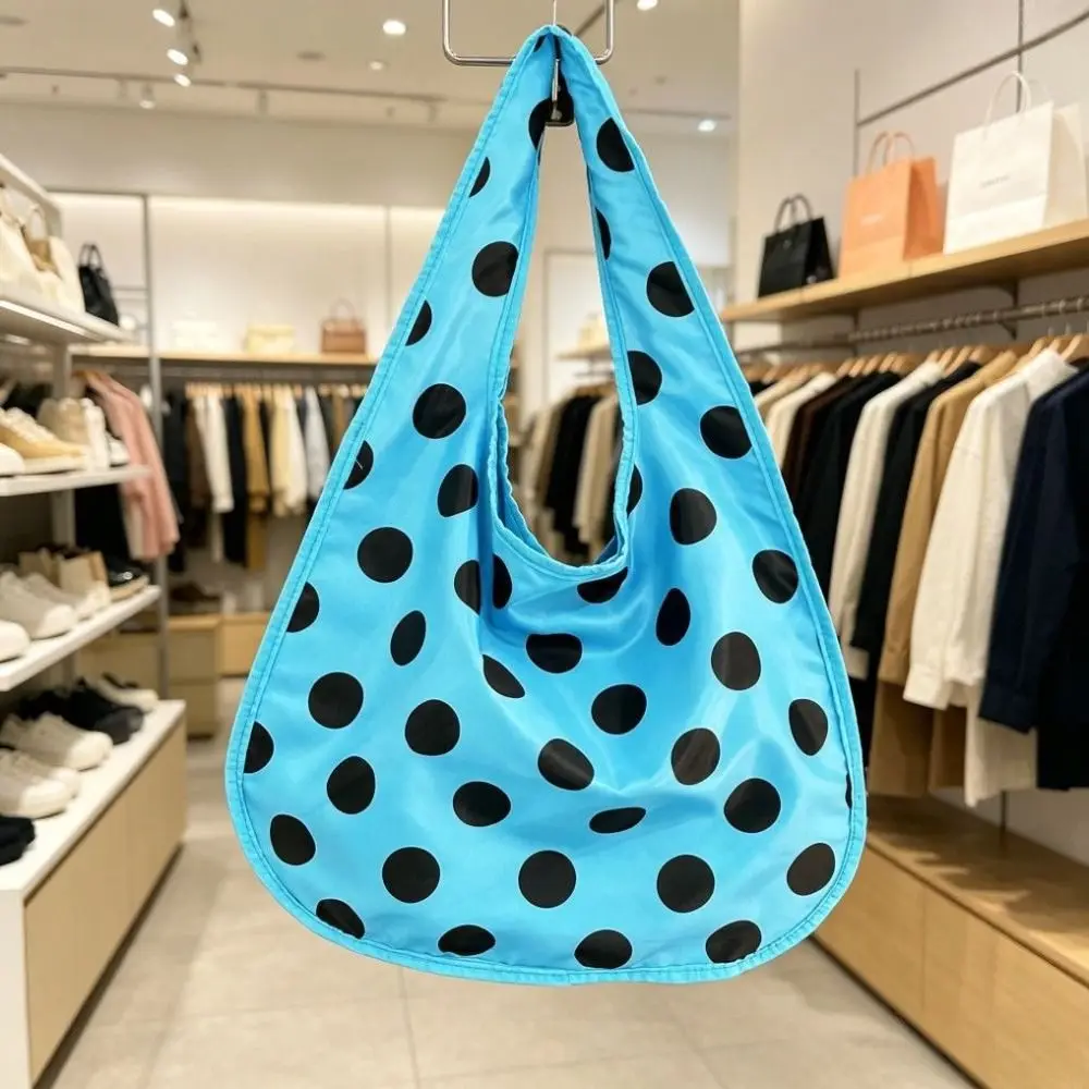 Casual Polka Dot Shoulder Bag Single Shoulder Style Blue Women's Handbag Multi-Way Carry Tote Bag Summer