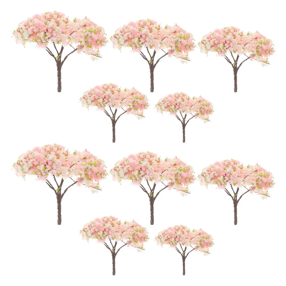 

10Pcs Miniature Cherry Blossom Trees Versatile Sizes Diorama Sand Table Landscape Decoration Mini Trees Mini Cherry Blossom Tree