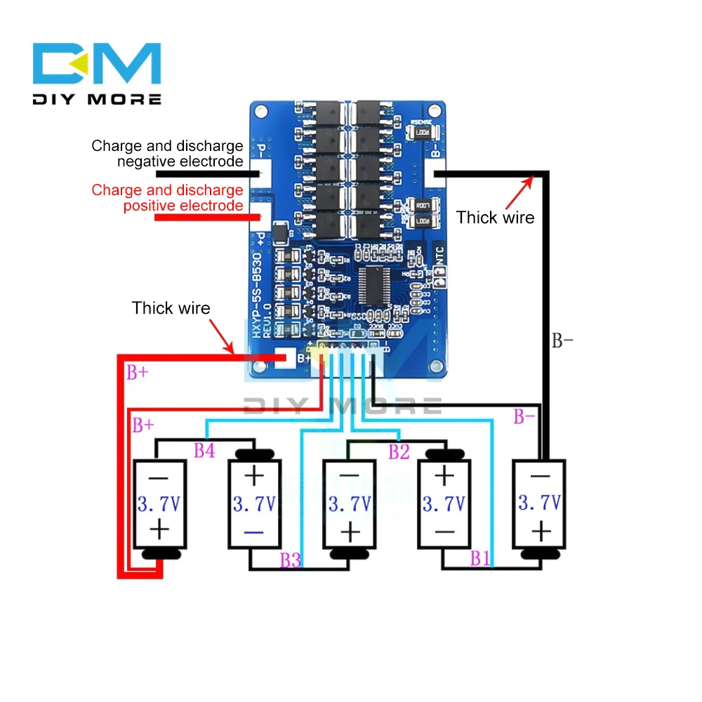 5S Li-ion Lithium Battery Protection Board 18V 21V Power Module BMS 18650 Charger Protection Board with Equalization