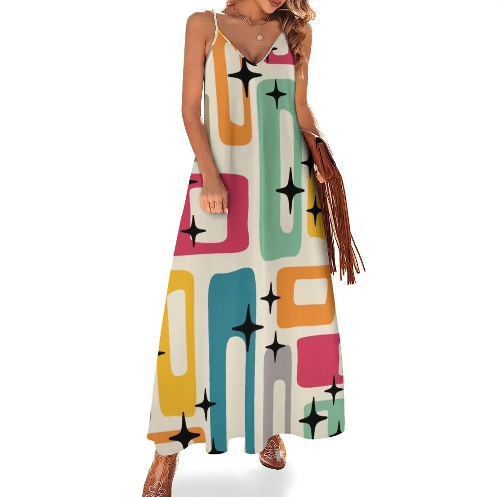 

Retro Mid Century Modern Abstract Pattern 154 Sleeveless Dress Casual dresses summer dress women 2024 Dress