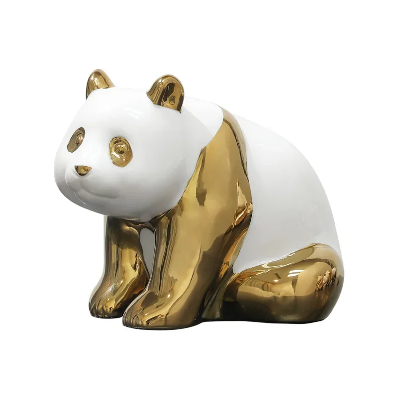 

Simple electroplating cute panda ornament living room desktop light luxury home decoration wine cabinet office ceramic crafts