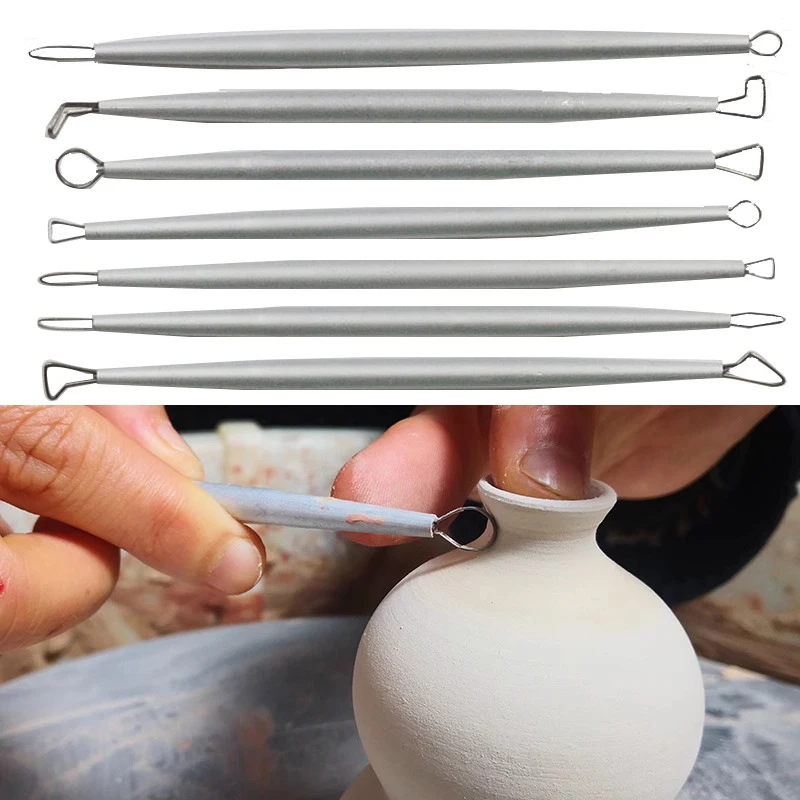 Clay  Sculpting Tool Ceramic Pottery Texture Carving Stainless Steel Wire End Loop Ribbon Trimming Modeling  Clay Sculpture Tool