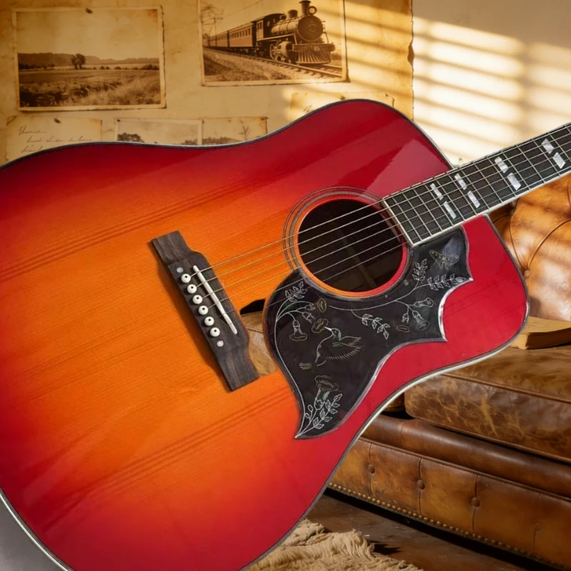 Red Hummingbird Acoustic Guitar Solid Top Picea Asperata Body Specially Customized Version Free Shipping