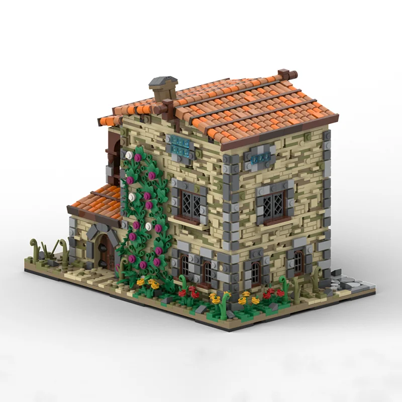 نموذج عرض شارع المدينة Moc لبنات البناء نموذج المنزل الإيطالي القديم تكنولوجيا الطوب لتقوم بها بنفسك تجميع لعبة البناء هدايا العيد #2