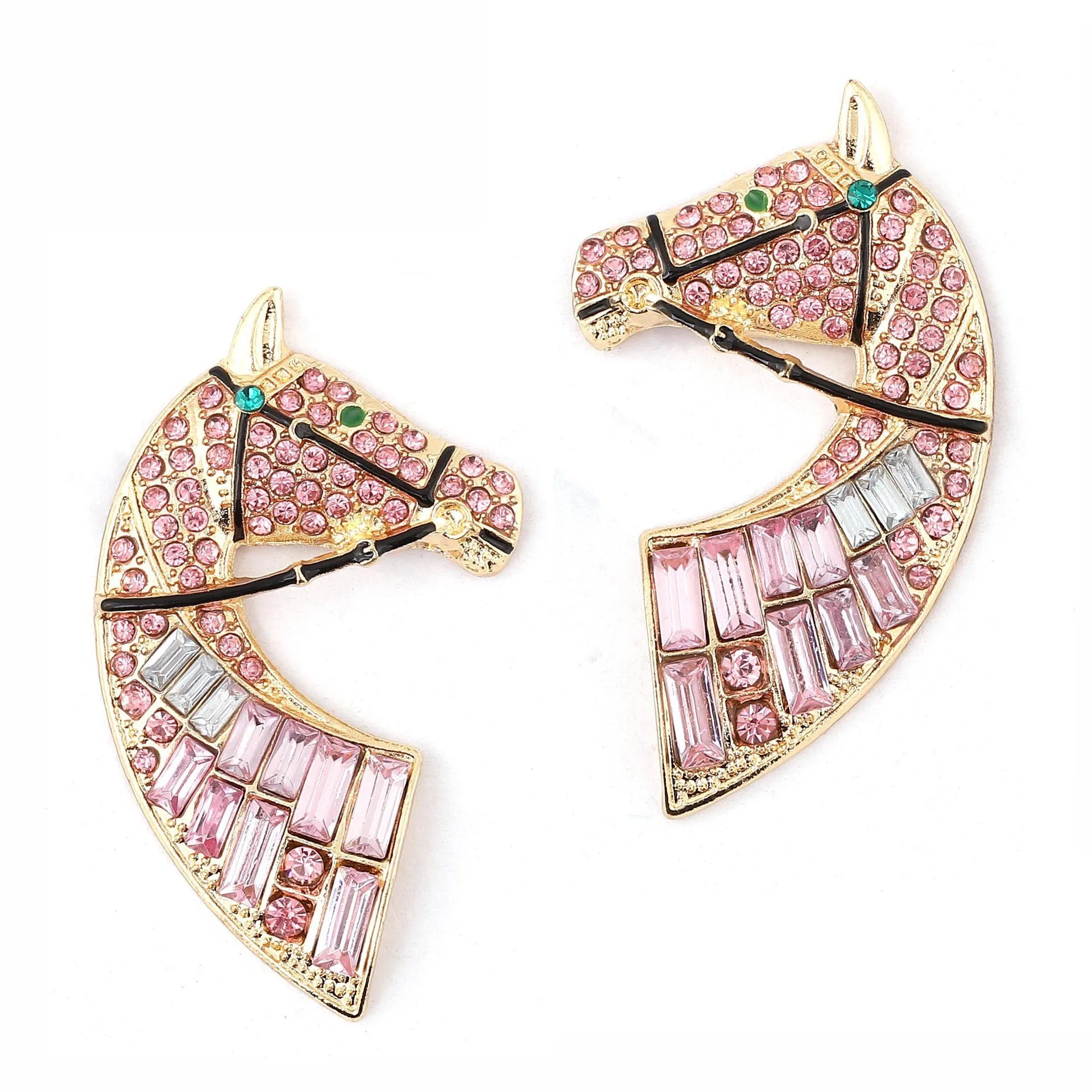 New Diamond Horse Head Earrings, Alloy Niche Bold Design, Luxury Stylish Women’s Jewelry,Party/Street Eye-Catching, Perfect Gift