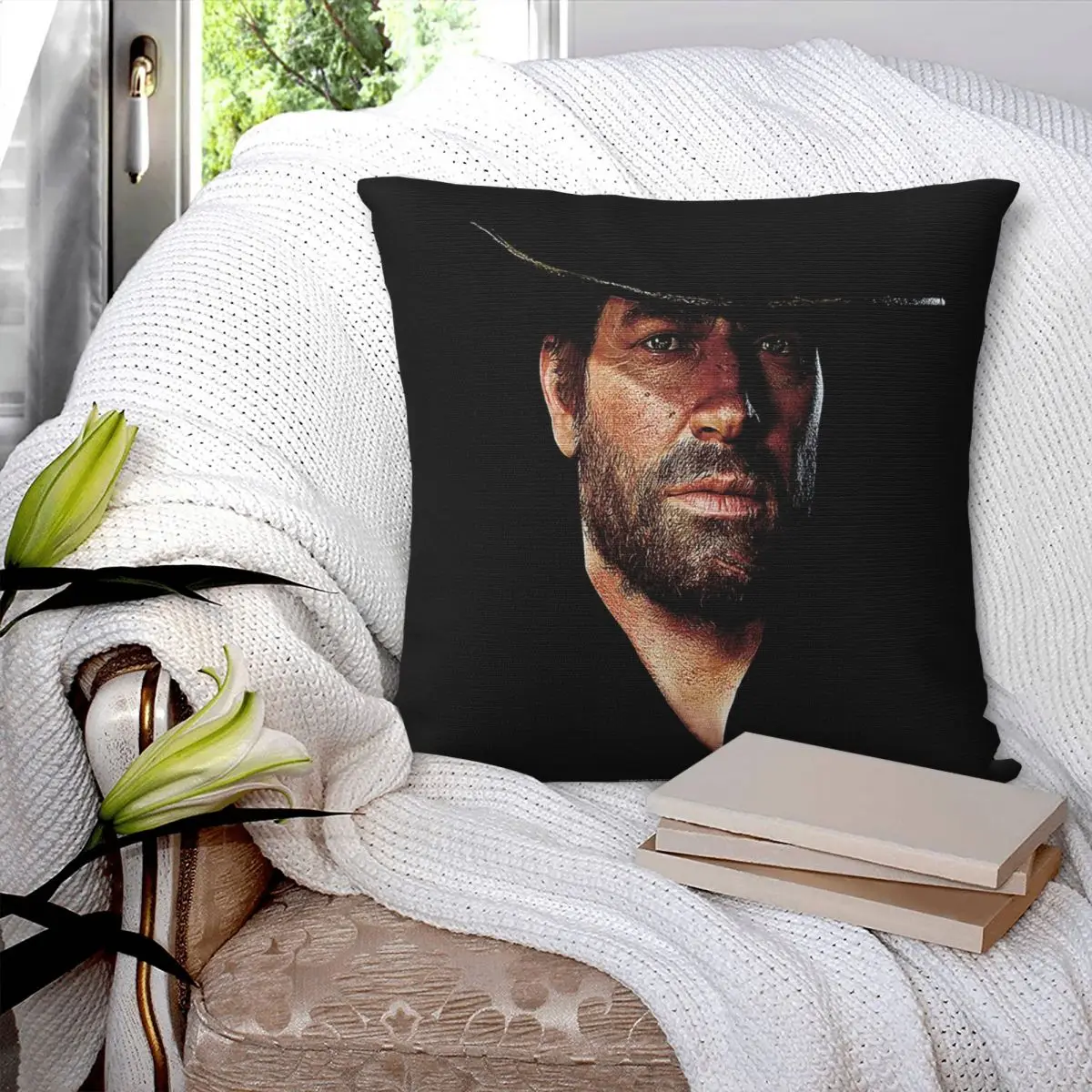 Arthur Morgan In All Black A Pillow Case