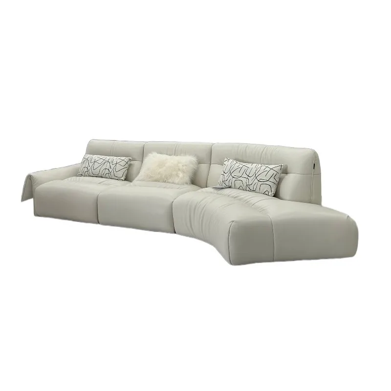 Cream wind special-shaped corner first-layer scalper leather sofa, big seat deep down leather sofa