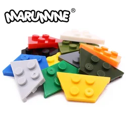 Marumine 30PCS Wedge Plate 2x4 Compatible 51739 MOC Blocks Baseplate Construct Flowers Assembling Bulk Build Brick Accessories