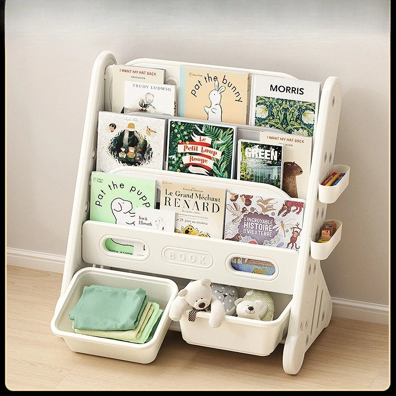 

Children's bookshelf storage rack 2-in-1 baby small household picture book rack Floor book shelf