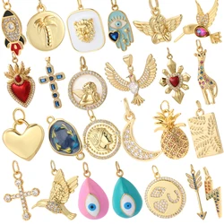 Gothic Angel Heart Charms for Jewelry Making Supplies Golden Y2k Eye Charm Dijes Diy Woman Earrings Necklace Braclet Pendant