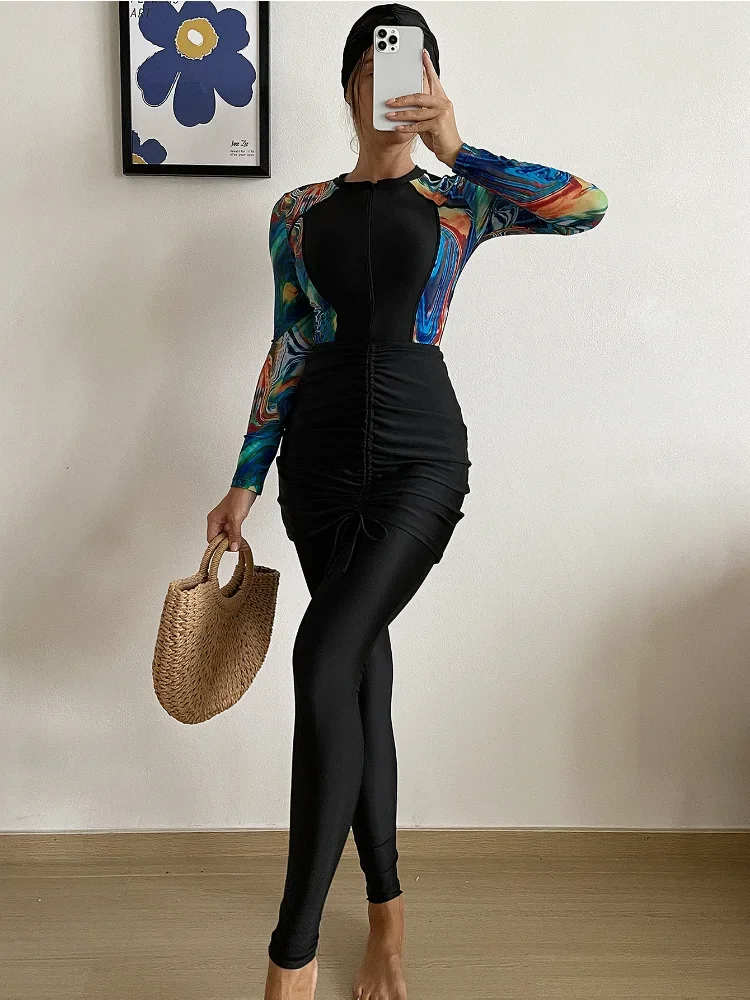 New Burkini Muslim Swimwear 3 Pcs Swimsuit Skirt Woman Burkini Modest Swimsuit for Religious Girls Long Burkini Women Dreeses