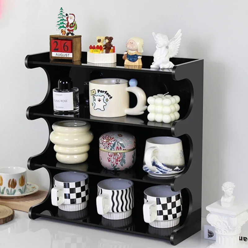 

Acrylic Cup Organizer Multi-Layer Desktop Storage Rack Luxurious Cosmetic Display Stand Curved Perfume Holder