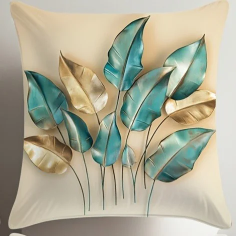 كيس وسادة منقوش على شكل أوراق شجر للمنزل، غطاء وسادة لغرفة النوم، طباعة من جانب واحد، بدون قلب وسادة