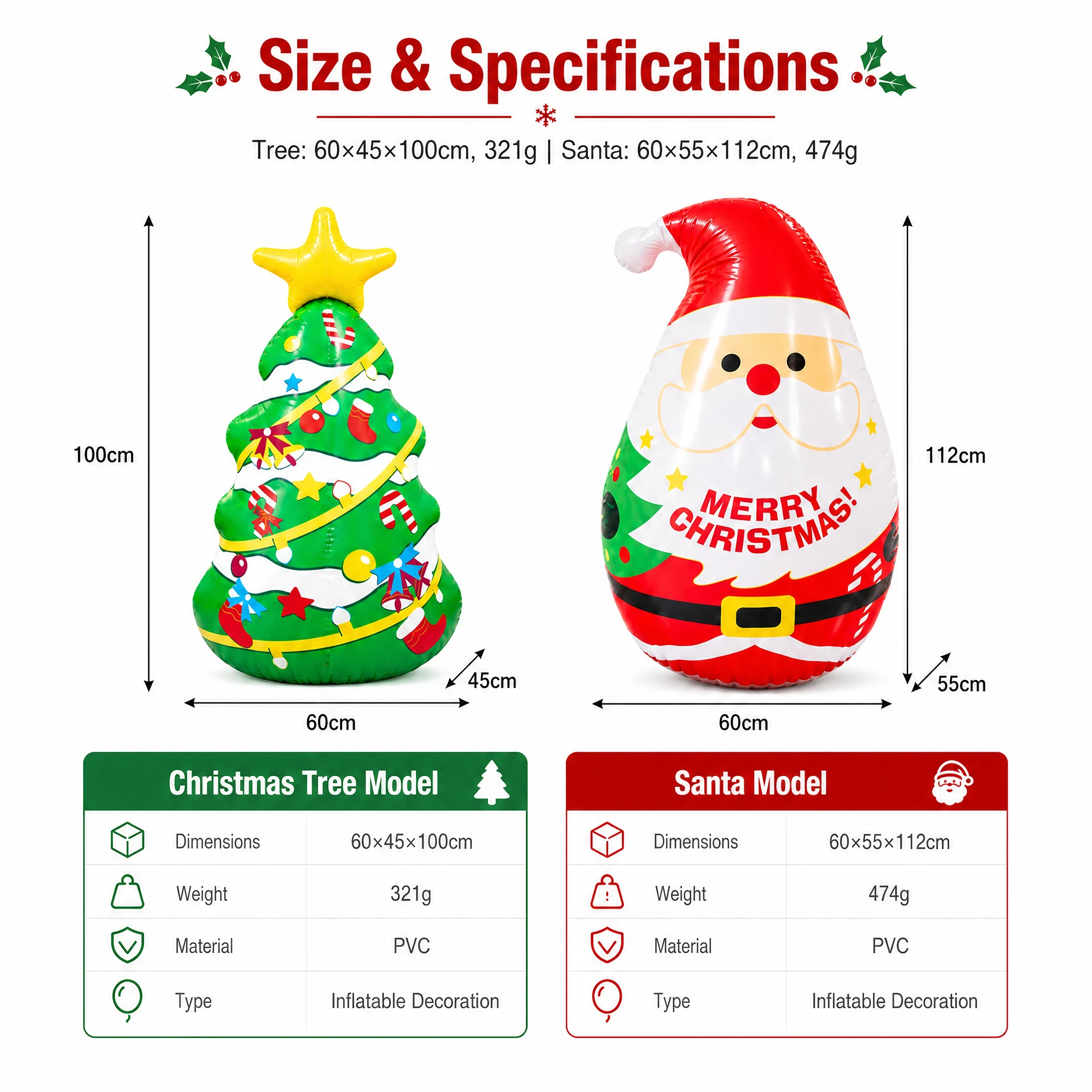 Christmas PVC Inflatable Santa Claus Tumbler Sand Weighted Self-righting Wobble Toy Xmas Indoor Outdoor Party Decor
