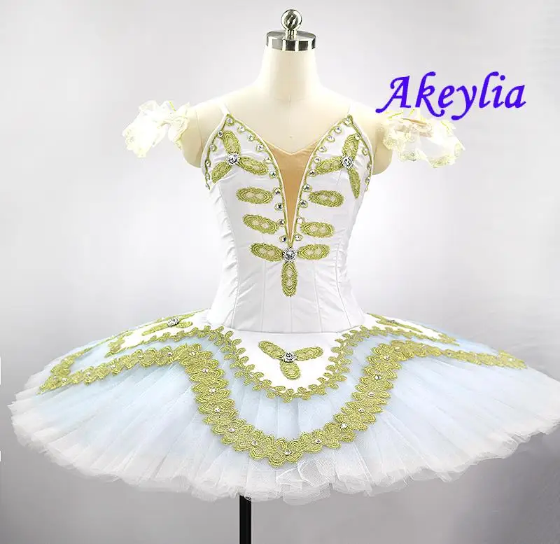 

white gold Nutcracker Ballet Costumes for Girls White Ballet Skirt Ballerina Ballet Competition Platter Tutu Dress Child BT9209