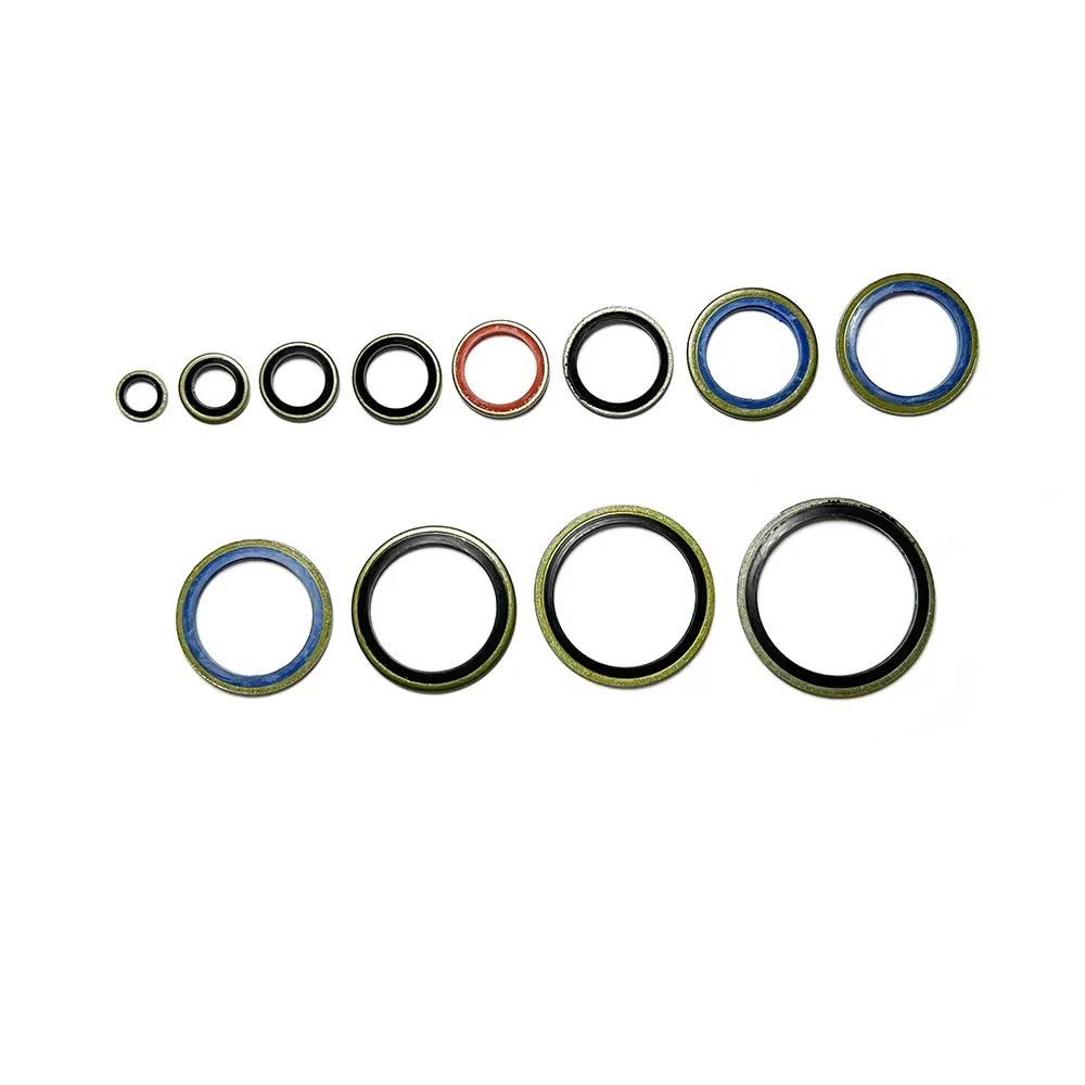 100/245pcs Bonded Seal Washer, NBR Metal Automotive Seal Gasket Assortment Kit Self-Centred Oil Resist Sealing Rubber Gasket